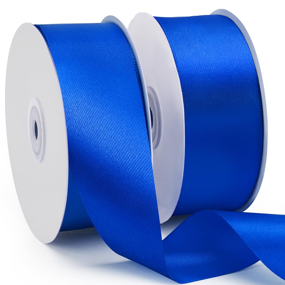100 Yards 1-1/2 Inch Royal Blue Ribbon Gift Wrap Silk Ribbons Silky Polyester Ribbon Shiny Wide Fabric Ribbons for Crafts Money Bouquet Kit Wedding Bow Party Decor