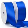 100 Yards 1-1/2 Inch Royal Blue Ribbon Gift Wrap Silk Ribbons Silky Polyester Ribbon Shiny Wide Fabric Ribbons for Crafts Money Bouquet Kit Wedding Bow Party Decor view 1