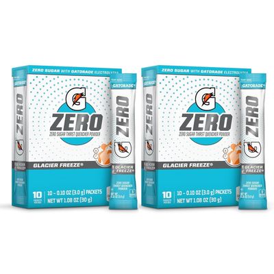 First Leaf G Zero Powder Packets with Electrolytes, Vitamins and No Sugar, 20 Count (Pack of 2) (20 Packets, Glacier Freeze)