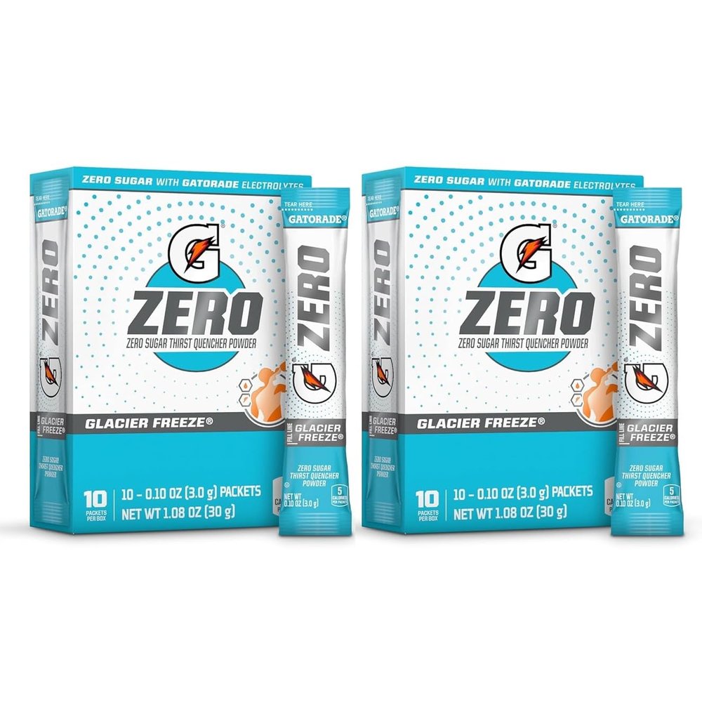 First Leaf G Zero Powder Packets with Electrolytes, Vitamins and No Sugar, 20 Count (Pack of 2) (20 Packets, Glacier Freeze)