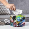 Football Graffiti Tissue Box Cover Sport Soccer Street Art Square Pu Leather Waterproof Tissue Box Holder for Car Bathroom Bedroom Office Tabletop Decor view 2