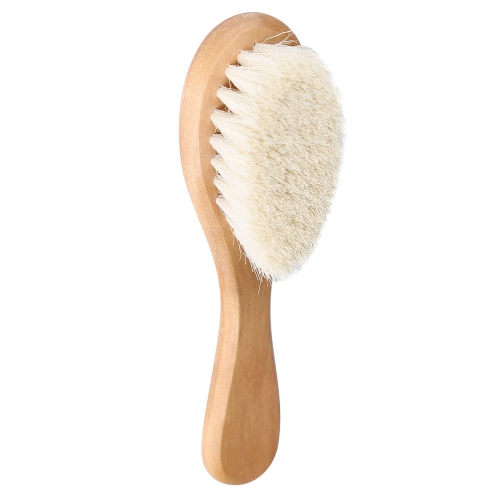 Goat Hair Soft Baby Brush, Wooden Handle, Detangle Hair,Scalp, Increase for Infant Grooming with Premium Materials
