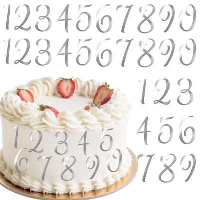 10 Pack Acrylic Number 0-9 Cake Toppers Acrylic Mirrored Numbers Cupcake Picks Happy Birthday Party Cupcake Toppers for Baby Shower Wedding Birthday Anniversary Party Cake Decorations Supplies Silver