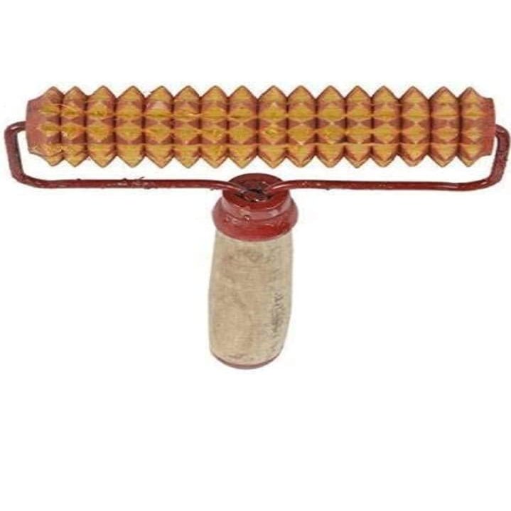 ALS ENTERPRISES Wooden Energy Roller Massager, Handheld Acupressure Roller for Neck, Shoulders, Calves, Pain Relief, and Body Relaxation.