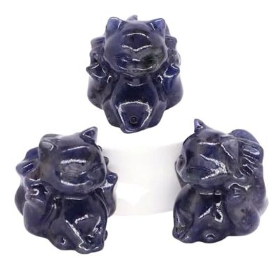 jkahh Nine-Tailed Fox Statue Natural Crystal Stone Carving Figurine Crafts Home Decoration Gift