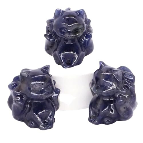 jkahh Nine-Tailed Fox Statue Natural Crystal Stone Carving Figurine Crafts Home Decoration Gift