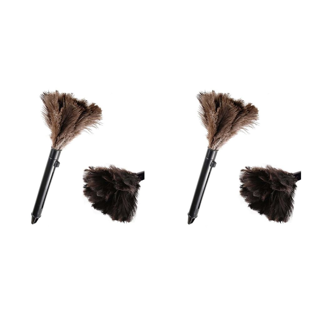 2Pcs Dusters Brown Washable Portable Compact Chicken Feathers ABS Mini Duster with Handle for Household Cleaning Supplies, Home, Car, Office
