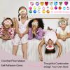 22 PCS Sleepover Party Supplies, 12 PCS Sleep Eye Masks White Blindfold Slumber Eye Covering with 2 Sheets Self-Adhesive Heart Rhinestones Gems&8 PCS Fabric Marker Pens view 4