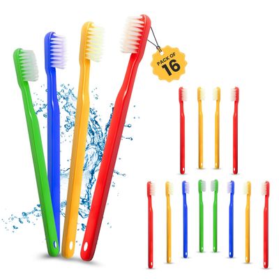 16 Pre-Stick Disposable Toothbrushes | Pre Pasted Toothbrush Mint Flavor for Dental Care and Oral Hygiene | Individually Wrapped Toothbrush Pack for Adults