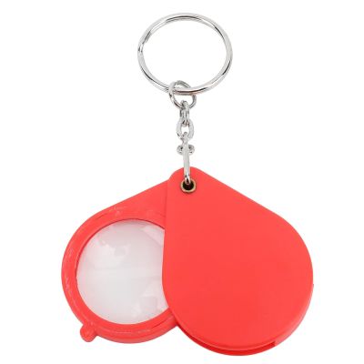 Magnifier Keychain 10X Magnification Foldable Portable Mini Magnifying Glass with Key Ring for Outdoor Reading (Red)