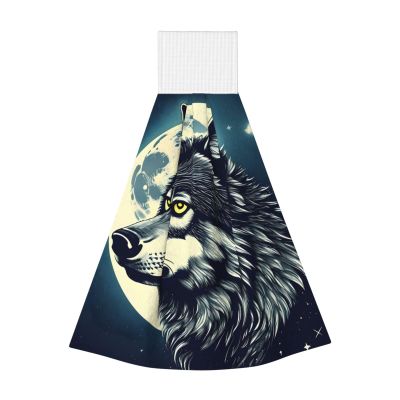 SamLng Wolf Night Moon Coral Velvet Hand Wipes Absorbent Cleaning Cloths for Kitchen, Bathroom, Car Use Personal Hygiene Wipes