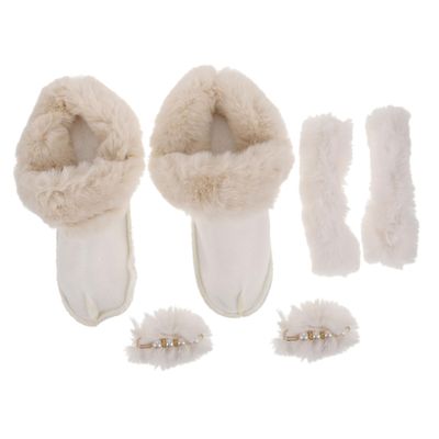 BRIGHTFUFU Cozy Plush Winter Shoe Liners for Women Detachable Washable Thick Insoles for Clogs and Slippers Warm Cotton Inner Soles with Pompom Charm