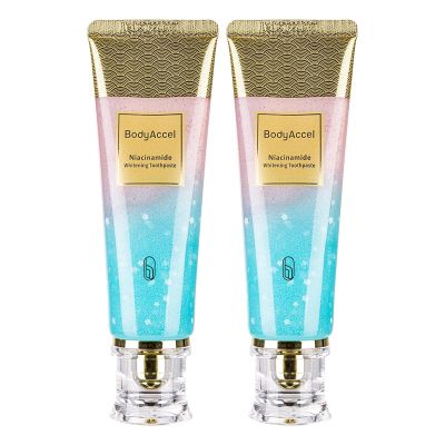 2 Pack BodyAccel Niacinamide Whitening Toothpaste, Triple Whitening Niacinamide Toothpaste, Brightens and Whitens Teeth, Natural Gentle, Fresh Breath