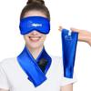 2PCS Cooling Eye Mask and Neck Ice Wrap,Cold Gel Eye Ice Pack for Sleep,Cooling Mask for Eyes,Reusable Ice Eye Patch Cold Compress for Puffy Eyes,Headache,Dark Circles,Migraines Relief,Blue view 1