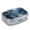 Pill Box 2 Compartment Medicine Pill Organizer Portable Pill Box for Pocket Or Purse Decorative Metal Medicine Pill Container to Hold Vitamins/Supplements/Meds view 3