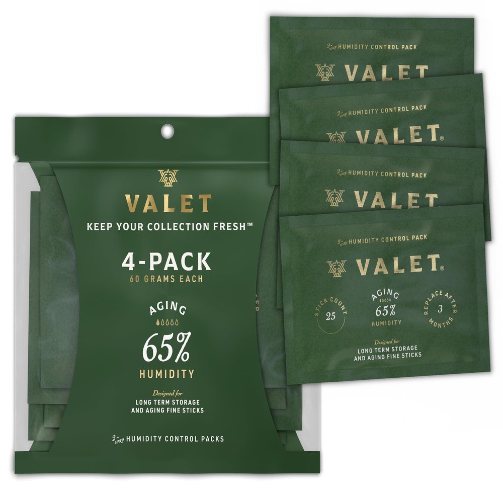 Valet 65% Two-Way Humidity Packs 4-Pack (60g), Two-Way Humidity Control Packs for Long-Term Aging & Storage, Moisture Absorber for Wood & Airtight Containers, Made in USA