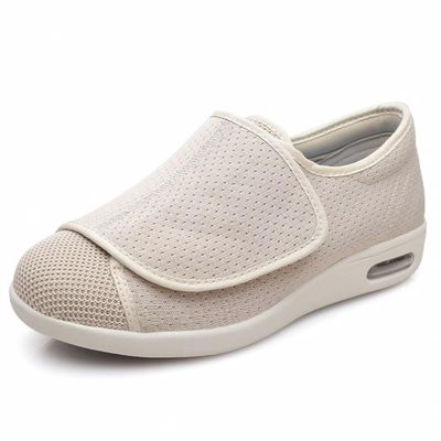 SWZEC Cuzcare Wide Diabetic Shoes for Swollen Feet Beige