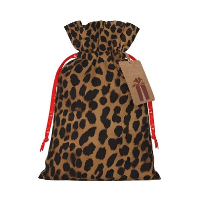 DCEHGEW (Leopard Print) Print Drawstring Gift Bags Present Wrap Bags 8.3x11.8 in Reusable Pouches Cloth Storage Bag for Christmas Wedding Birthday Parties Anniversary Supplies