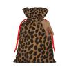 DCEHGEW (Leopard Print) Print Drawstring Gift Bags Present Wrap Bags 8.3x11.8 in Reusable Pouches Cloth Storage Bag for Christmas Wedding Birthday Parties Anniversary Supplies view 1
