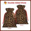 DCEHGEW (Leopard Print) Print Drawstring Gift Bags Present Wrap Bags 8.3x11.8 in Reusable Pouches Cloth Storage Bag for Christmas Wedding Birthday Parties Anniversary Supplies view 2