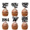 18pcs Black Glitter Happy 42nd Dessert Cupcake Topper Pick for Funny Legend Since 1984 Theme Decor Supplies Men Women Happy 42 Birthday Party Decoration view 2