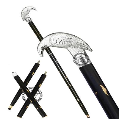 Nickel Vintage Walking Cane Wooden Walking Stick Brass Handle Gift for Men & Women Black (UKJL)