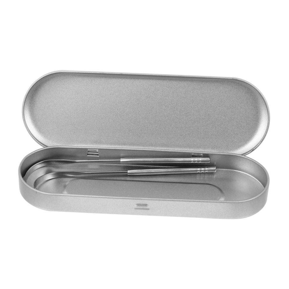 Healeved 2pcs Tongue Scraper Cleaner Kit Brush Portable Case Home Travel Oral Cleaner