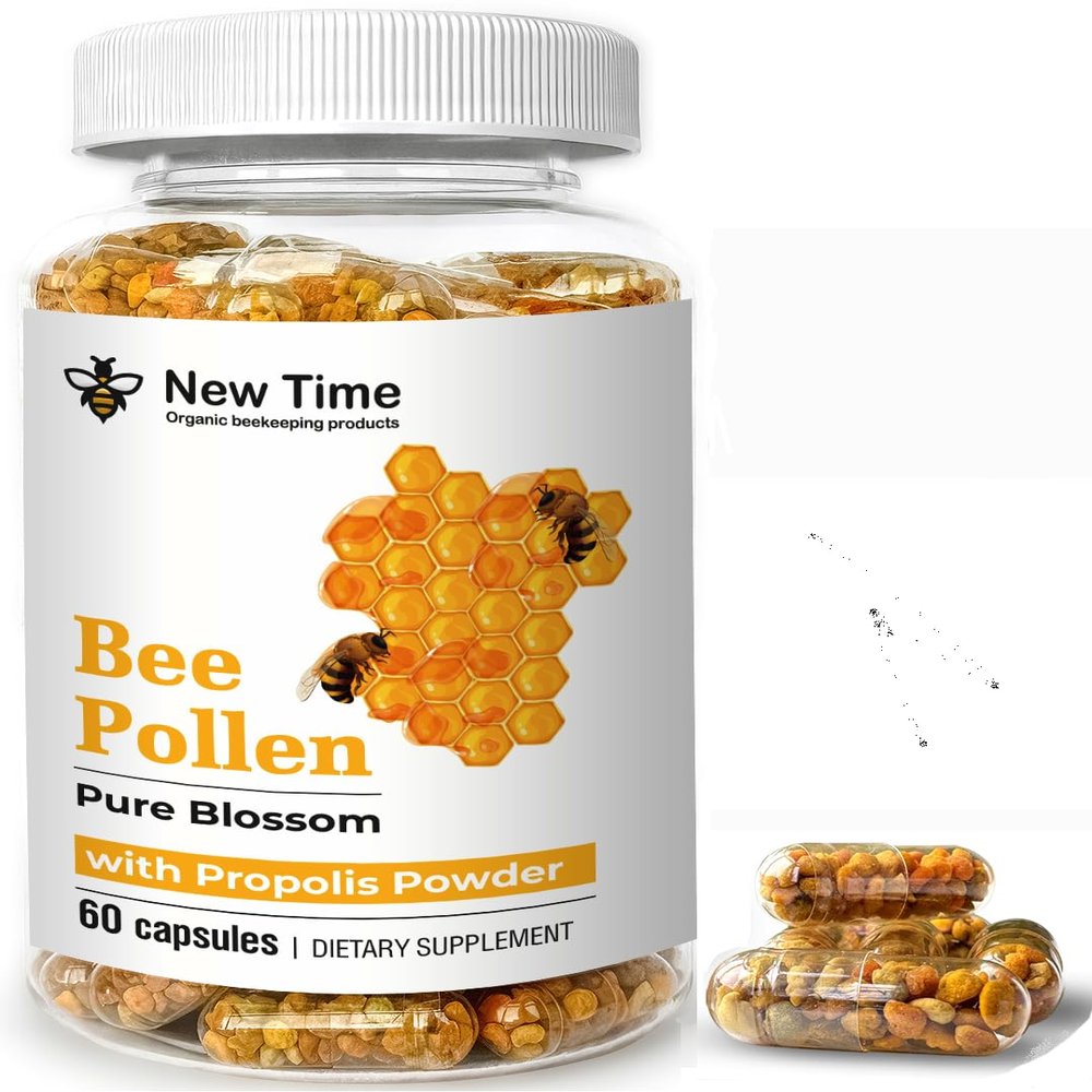 Bee Pollen Capsules with Propolis Organic Supplement for Energy, Vitality, Wellness, Rich in Vitamins, Immune Support & Nutrient Boost for Men & Women, 100% Pure & Natural for Breast Growth