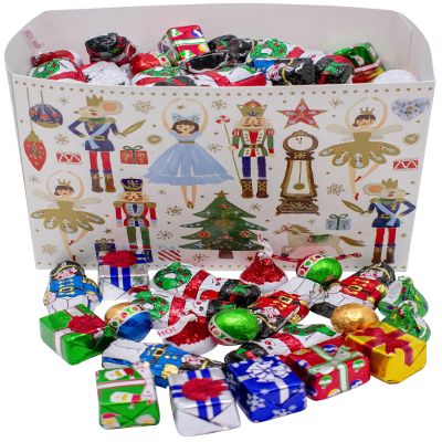 Festive Foil-Wrapped Milk Chocolates in a Box (2 lbs, Christmas - Nutcracker)