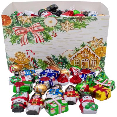 Festive Foil-Wrapped Milk Chocolates in a Box (2 lbs, Christmas - Gingerbread Spice)
