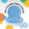 Exquisite Light Blue Paper Plates Disposable Heavy Duty 100 Pcs - 50-7" & 50-9" Light Blue Disposable Plates For Party Heavy Duty Paper Plate 350 GSM Birthday Party Supplies Plate Set view 2
