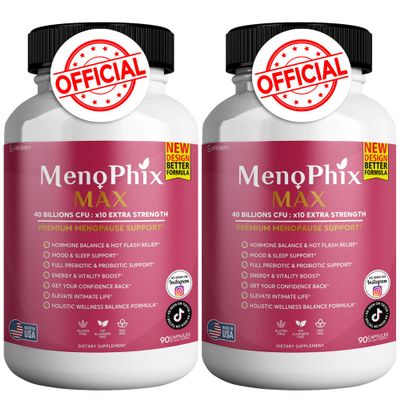 GREENVIFY MenoPhix Max Premium Menopause Support Supplement, 40 Billions CFU, Extra Strength, 180 Capsules (2)