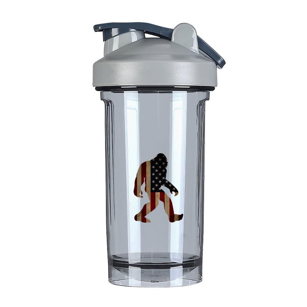Sasquatch Bigfoot America 18 Ounce Shaker Cup,Fashion Theme Pattern Shaker Bottle Leak-proof Workout Shake Bottles 500ML/18 oz Perfect for Pre Workout