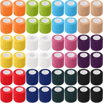 Treela 64 Pack 2" x 5 Yards Self Adhesive Cohesive Bandage Wraps, Elastic Breathable Athletic Tape, Flexible Self Adherent Bandage Rolls for Wrist, Ankle, Fingers, Sports & Pets (Colorful)