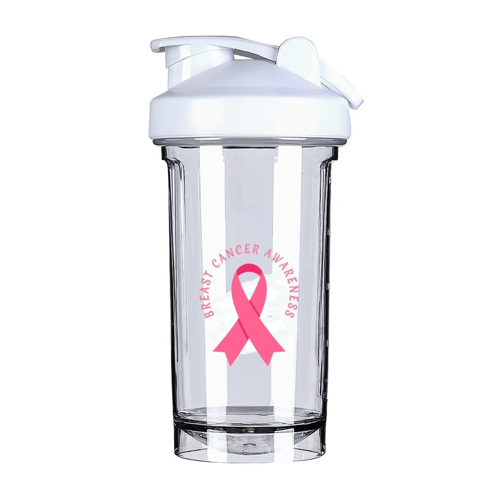 Breast Cancer Awareness 18 Ounce Shaker Cup,Fashion Theme Pattern Shaker Bottle Leak-proof Workout Shake Bottles 500ML/18 oz Perfect for Pre Workout