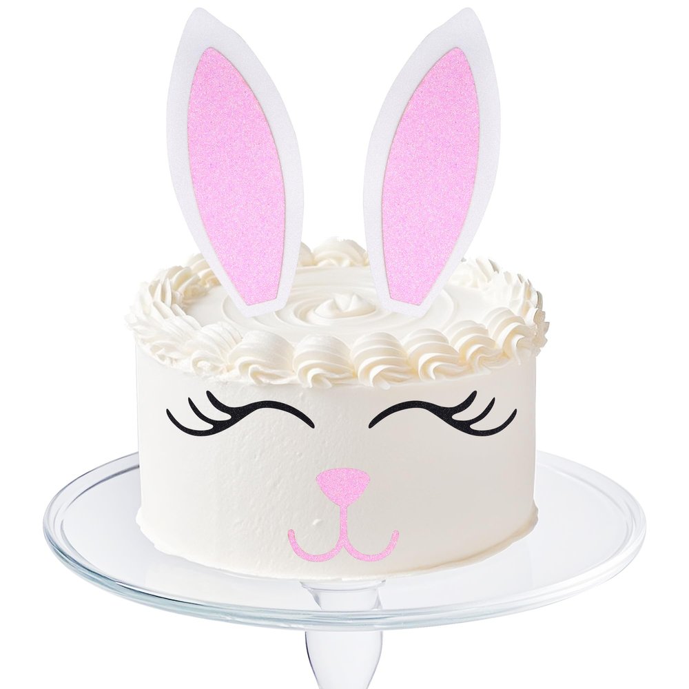 Easter Bunny Cake Topper Rabbit Ears Eyelashes Cake Decoration for Spring Easter Theme Party Birthday Wedding Supplies