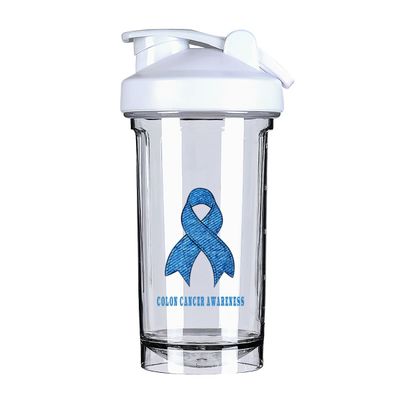 Colon Cancer Awareness 1 18 Ounce Shaker Cup,Fashion Theme Pattern Shaker Bottle Leak-proof Workout Shake Bottles 500ML/18 oz Perfect for Pre Workout