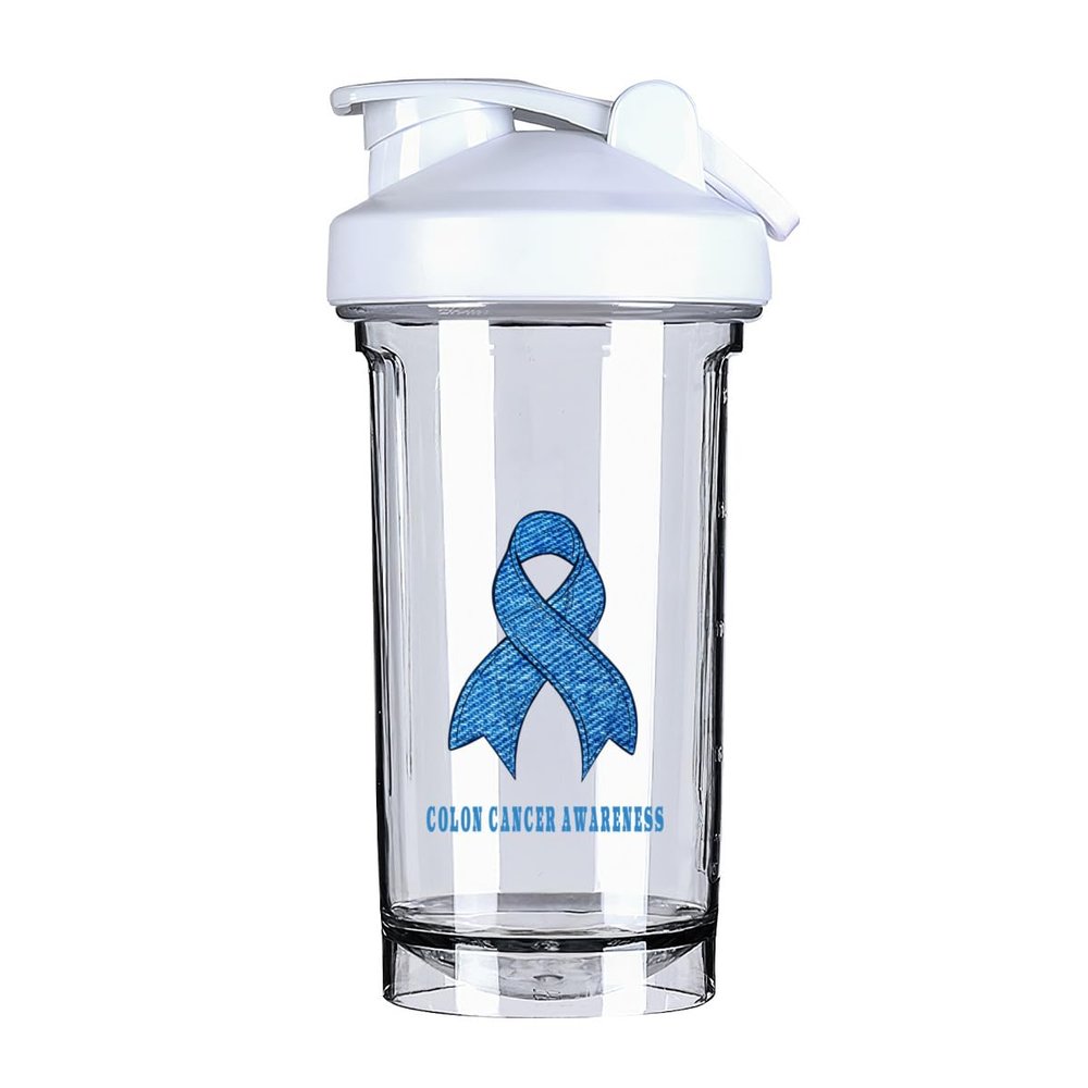 Colon Cancer Awareness 1 18 Ounce Shaker Cup,Fashion Theme Pattern Shaker Bottle Leak-proof Workout Shake Bottles 500ML/18 oz Perfect for Pre Workout