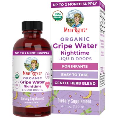 MARYRUTH'S USDA Organic Nighttime Gripe Water for Babies Herbal Blend for Little Tummies | Baby Essentials | Ages 0+ | Ginger Root | Lemon Balm | Fennel Seed | Vegan | 4 oz | 30-60 Servings