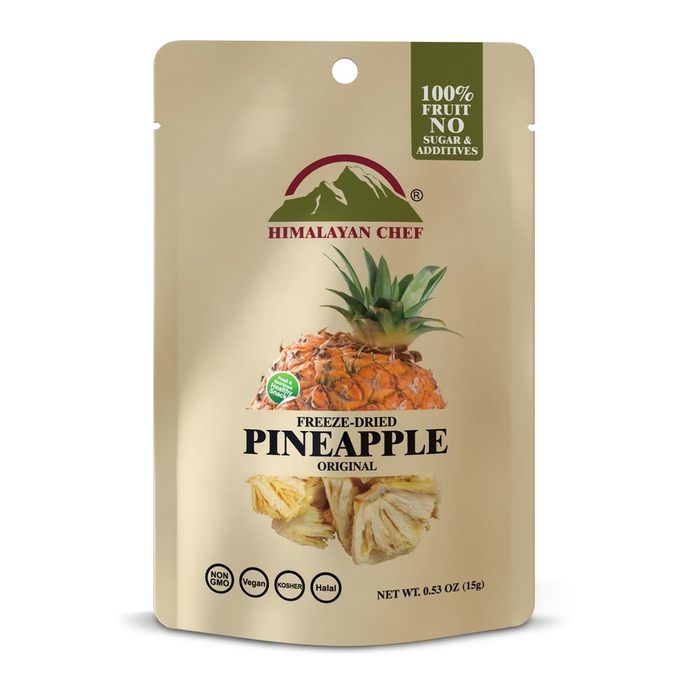 Himalayan Chef Freeze-Dried Fruit 15g/Each Freeze-Dried Pineapple | Organic Fruit Snacks, Healthy Snacks for Kids & Adults | Dried Fruit, Baby Snacks, Gluten-Free & Ready-to-Eat