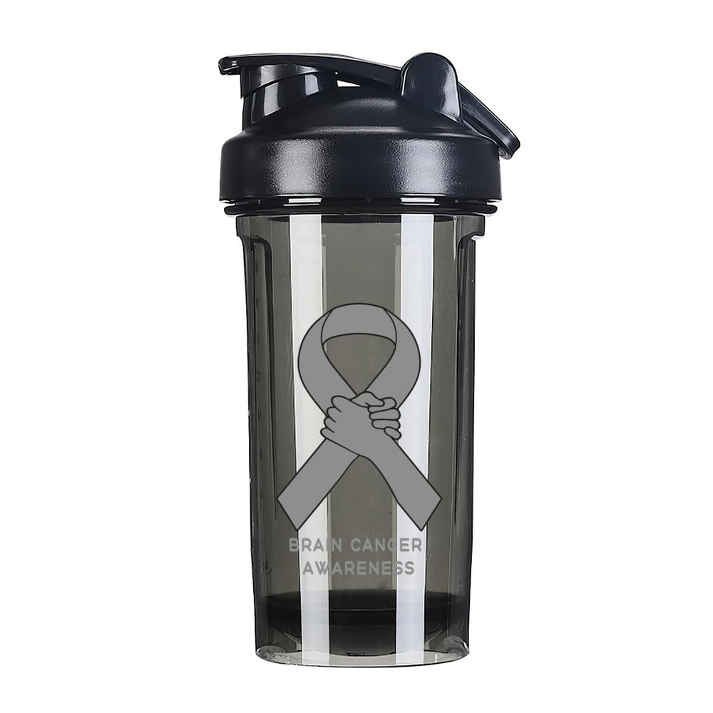 Brain Cancer Awareness 18 Ounce Shaker Cup,Fashion Theme Pattern Shaker Bottle Leak-proof Workout Shake Bottles 500ML/18 oz Perfect for Pre Workout