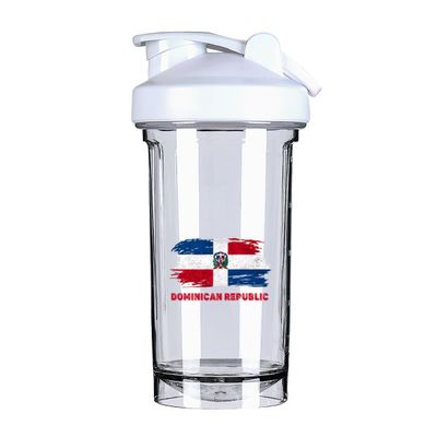 Dominican Republic Flag 18 Ounce Shaker Cup,Fashion Theme Pattern Shaker Bottle Leak-proof Workout Shake Bottles 500ML/18 oz Perfect for Pre Workout