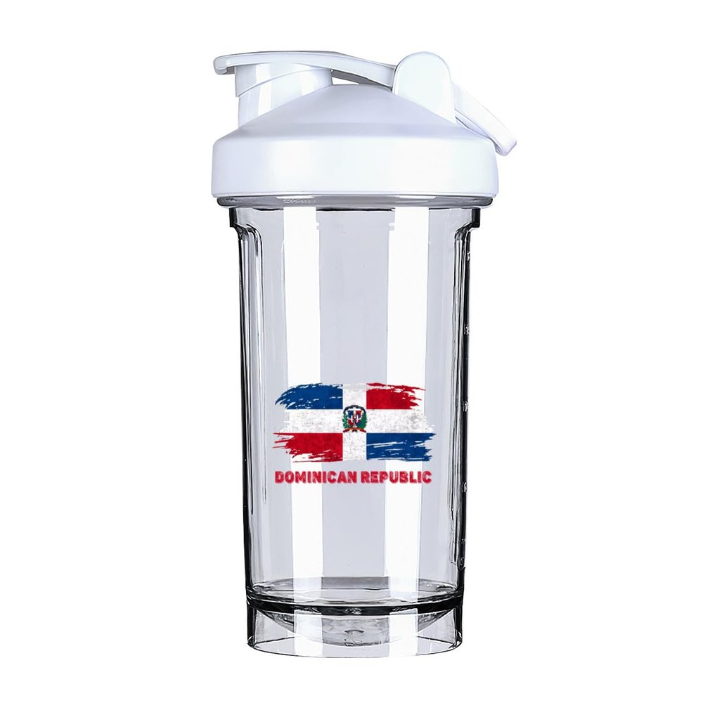 Dominican Republic Flag 18 Ounce Shaker Cup,Fashion Theme Pattern Shaker Bottle Leak-proof Workout Shake Bottles 500ML/18 oz Perfect for Pre Workout