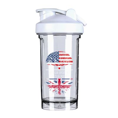 America Crown With Britain Roots 18 Ounce Shaker Cup,Fashion Theme Pattern Shaker Bottle Leak-proof Workout Shake Bottles 500ML/18 oz Perfect for Pre Workout