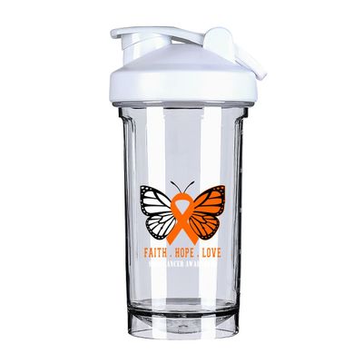 Butterfly Skin Cancer Awareness 18 Ounce Shaker Cup,Fashion Theme Pattern Shaker Bottle Leak-proof Workout Shake Bottles 500ML/18 oz Perfect for Pre Workout-3-1