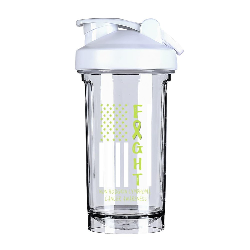 Breast Cancer Warrior Support Squad Non Hodgkin lymphoma Cancer Awareness 18 Ounce Shaker Cup Theme Pattern Shaker Bottle Leak-proof Workout Shake Bottles 500ML/18 oz Perfect for Pre Workout-3-1