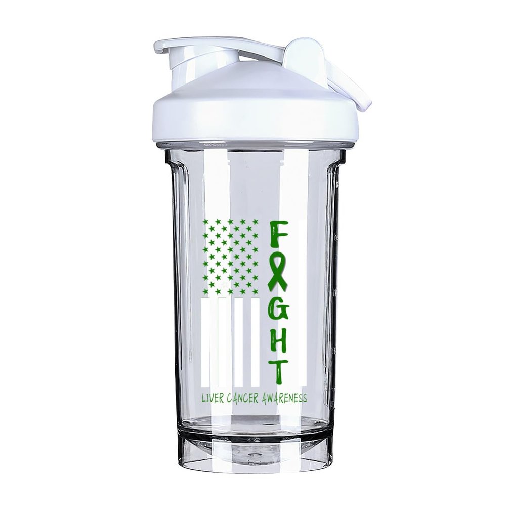 Breast Cancer Warrior Support Squad Liver Cancer Awareness 18 Ounce Shaker Cup,Fashion Theme Pattern Shaker Bottle Leak-proof Workout Shake Bottles 500ML/18 oz Perfect for Pre Workout