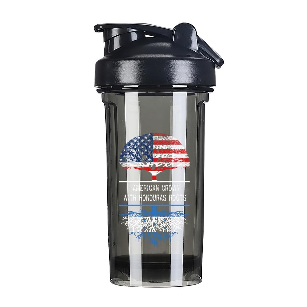 America Crown With Honduras Roots 18 Ounce Shaker Cup,Fashion Theme Pattern Shaker Bottle Leak-proof Workout Shake Bottles 500ML/18 oz Perfect for Pre Workout