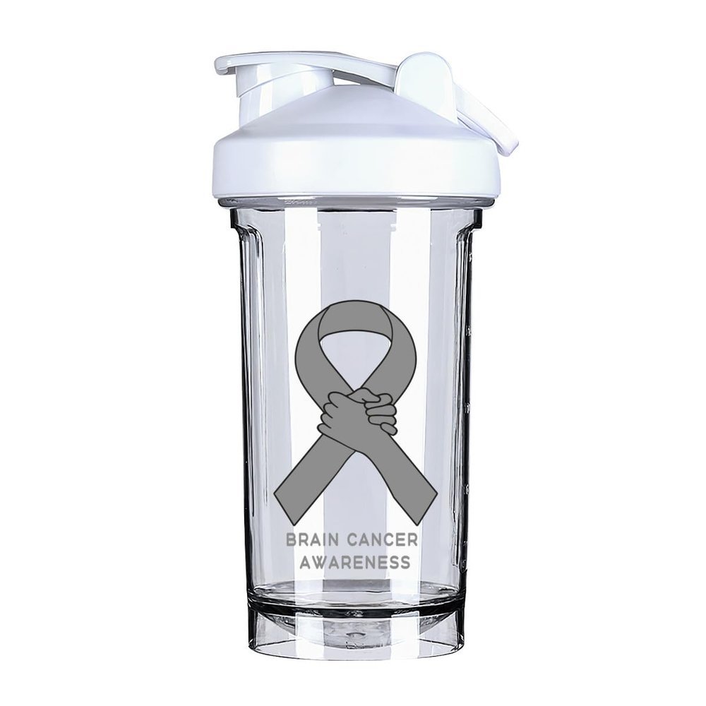 Brain Cancer Awareness 18 Ounce Shaker Cup,Fashion Theme Pattern Shaker Bottle Leak-proof Workout Shake Bottles 500ML/18 oz Perfect for Pre Workout