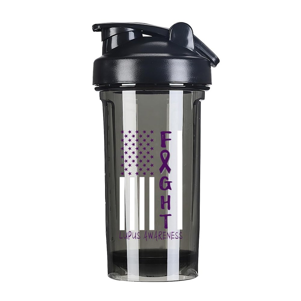 Breast Cancer Warrior Support Squad Lupus Awareness 18 Ounce Shaker Cup,Fashion Theme Pattern Shaker Bottle Leak-proof Workout Shake Bottles 500ML/18 oz Perfect for Pre Workout